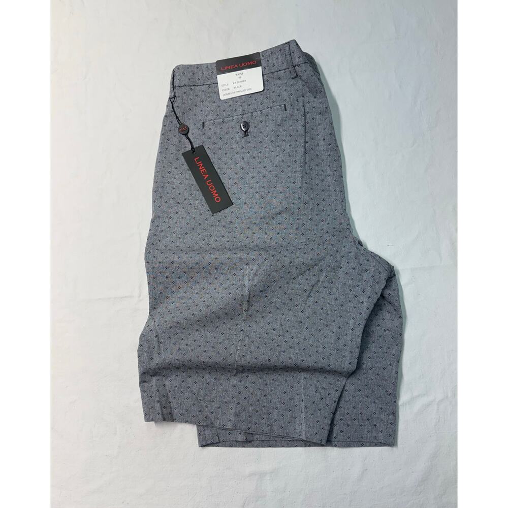 Linea Uomo Men's Shorts Size 40 gray& black printed 11” inseam NWT
